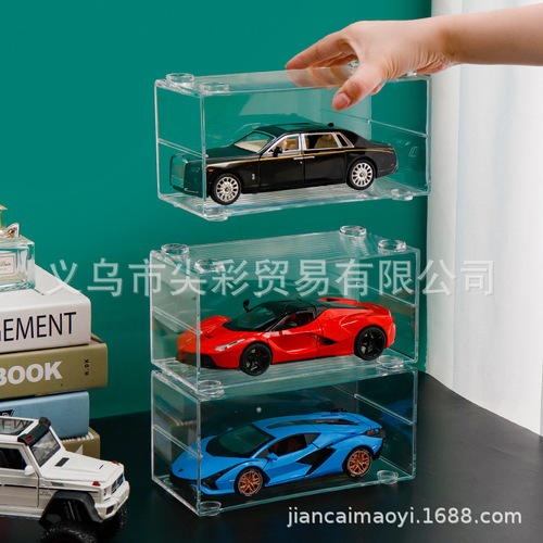 1:24 Car Model Display Case with Transparent Dustproof Design, Children's Alloy Car Model Storage and Display Cabinet, Stackable Display Cabinet