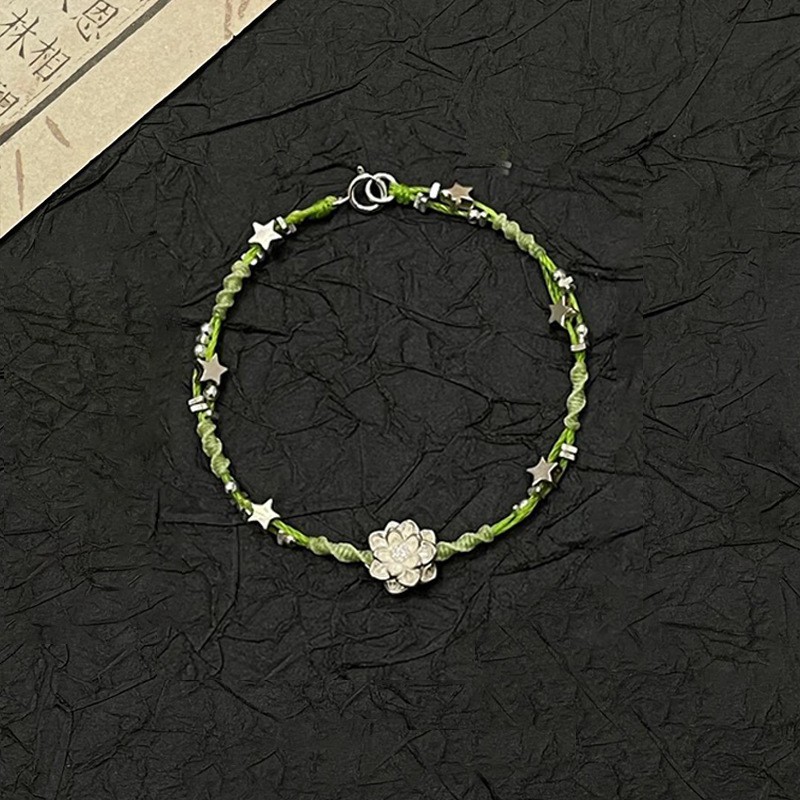 新しい中国風の蓮の星手織りブレスレットニッチ蝶織りブレスレットシンプルなハイエンドアクセサリーブレスレット|undefined