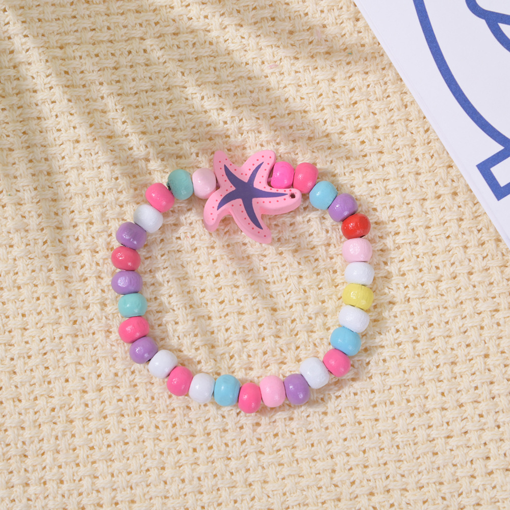 Cartoon Style Heart Shape Wood Kidu0027S Bracelets 12 Pieces