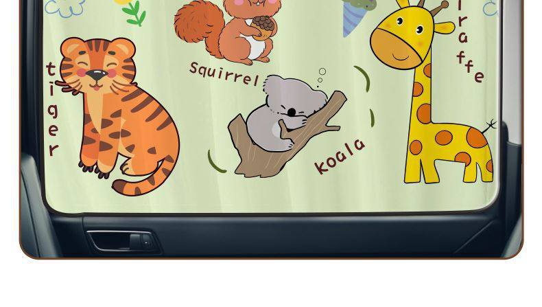Car Sunshade Curtain, Sun Protection and Heat Insulation, Baby Light-Blocking Curtain, Children's Car Retractable Curtain, Cartoon Suction Cup Privacy Curtain
