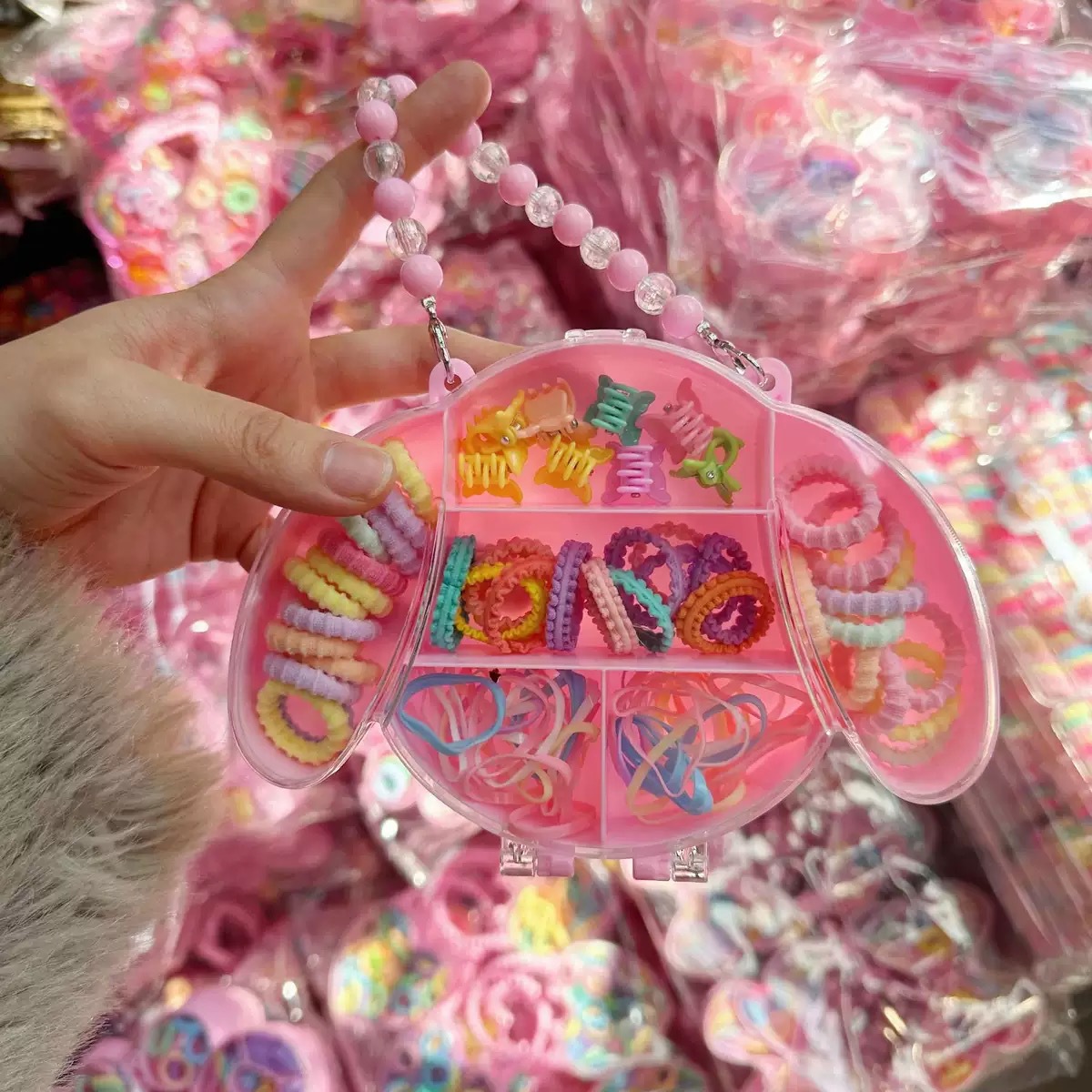 Mini cabeza de princesa en caja, clip de agarre pequeño, clip de flequillo, horquilla rota en la frente, banda elástica para niños, no daña el cabello, anillo del pulgar al por mayor image 76