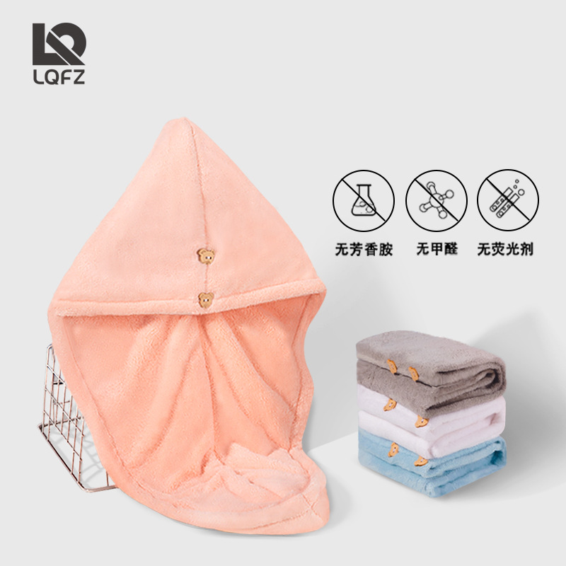 Gorro de ducha engrosado de secado rápido de microfibra súper absorbente toalla de secado al por mayor Gorro de secado de pelo de lana de coral de doble capa para mujeres