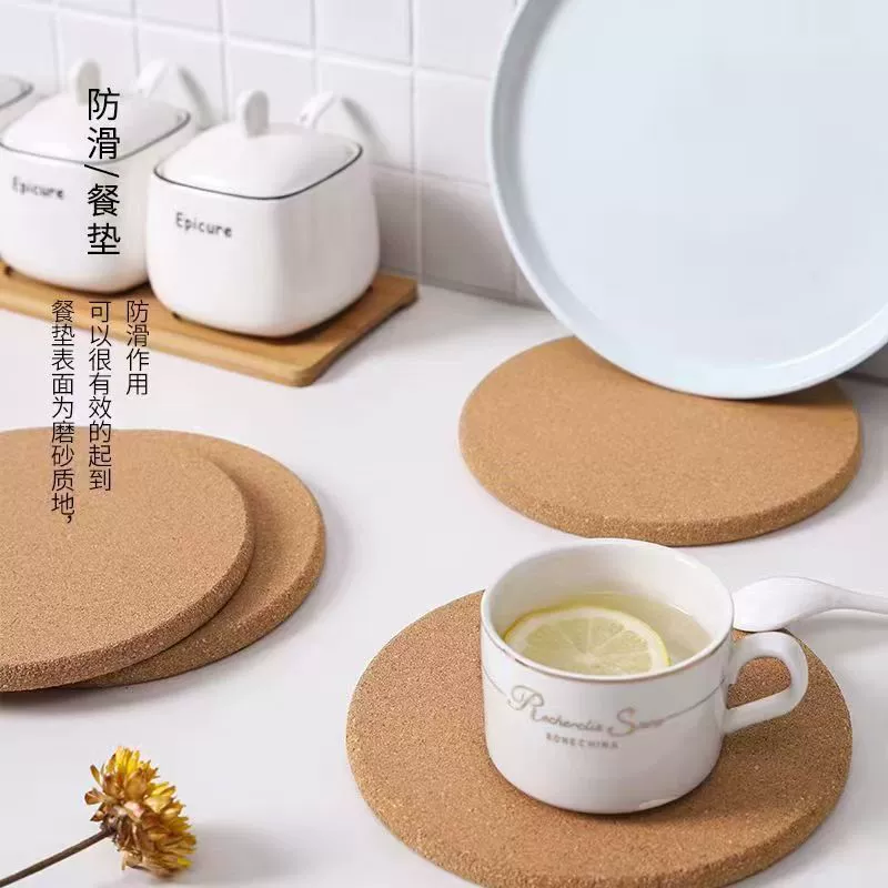 Простой пробковый столовой коврик для водяных стаканников, утолщенный анти-горячий домашний столик коврик