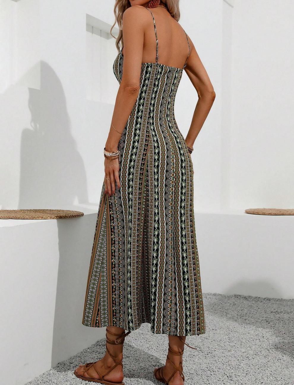 Bohemian Women's Long Skirt Set Slim Fit Split Design Elegant Style_voghion.com