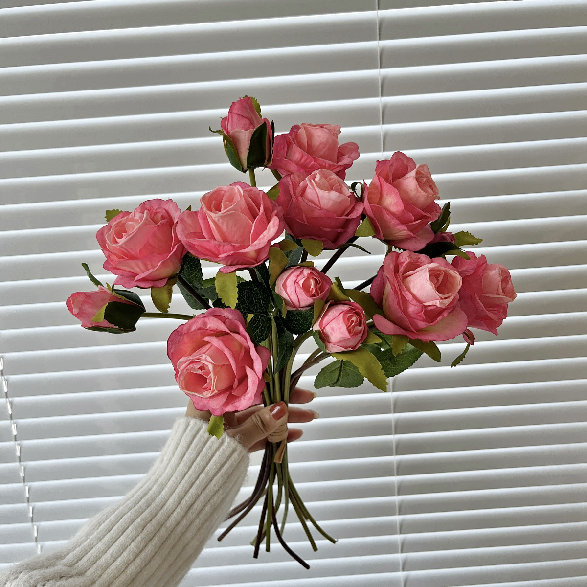 13 mano mano rosa borde de imitación ramo de flores flores secas bordes de rosa decoración de mesa de comedor de la sala de estar fotografía