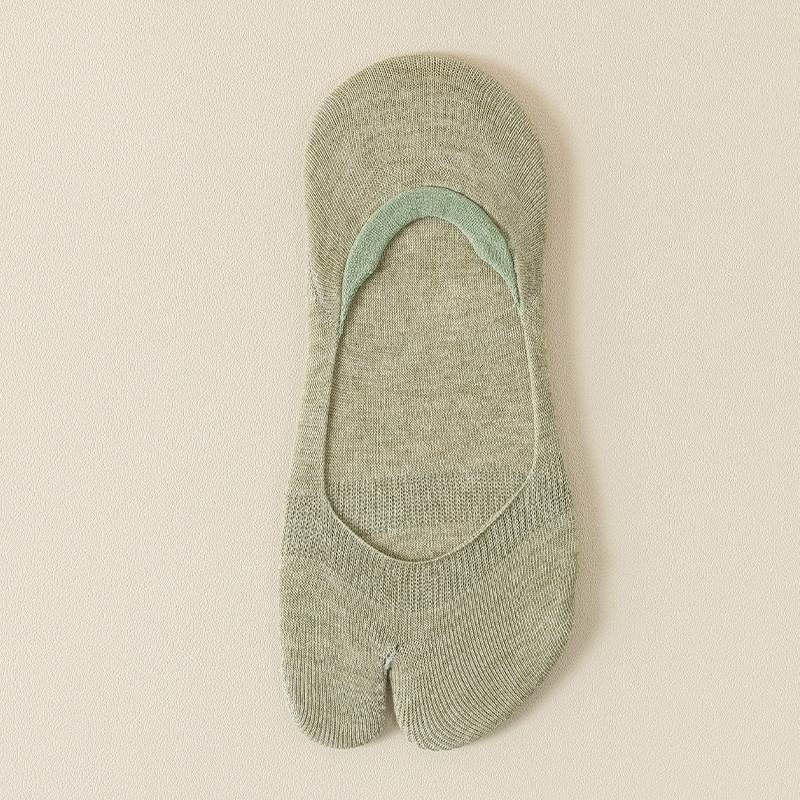 Calcetines de dos dedos Calcetines de verano para mujer, transpirables y absorbentes de sudor, calcetines invisibles de boca baja, calcetines antideslizantes de silicona finos