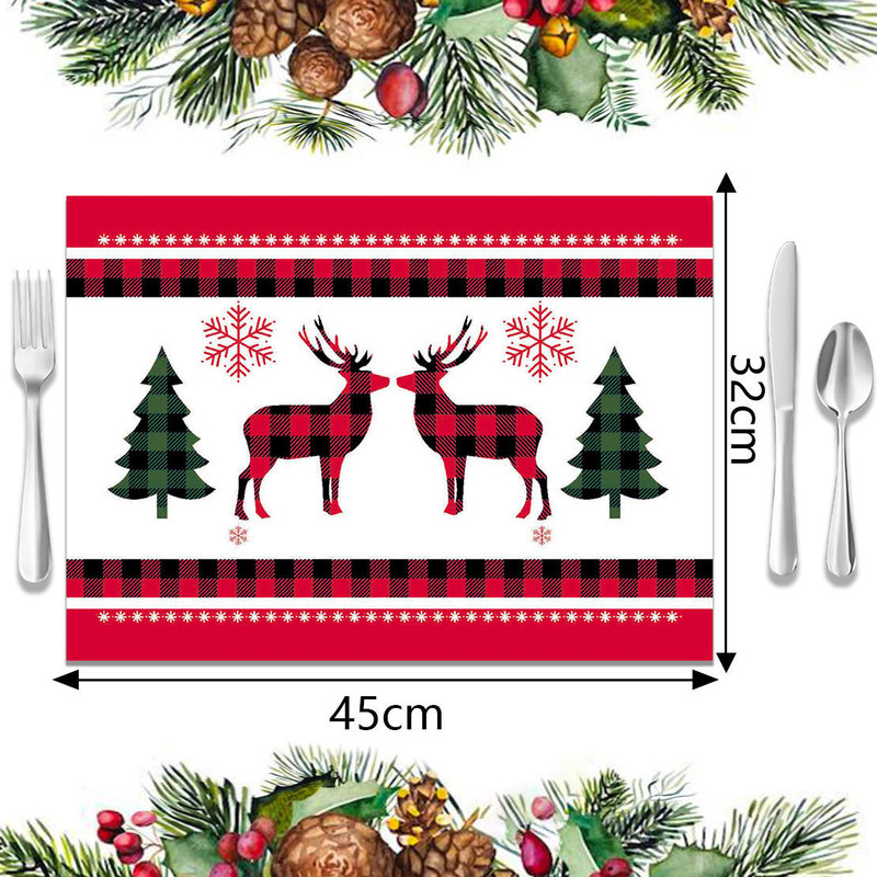 売れ筋のクロスボーダークリスマスデコレーションプレースマット、新しいホリデー食器断熱マット、リネン防汚洋食プレースマット|undefined