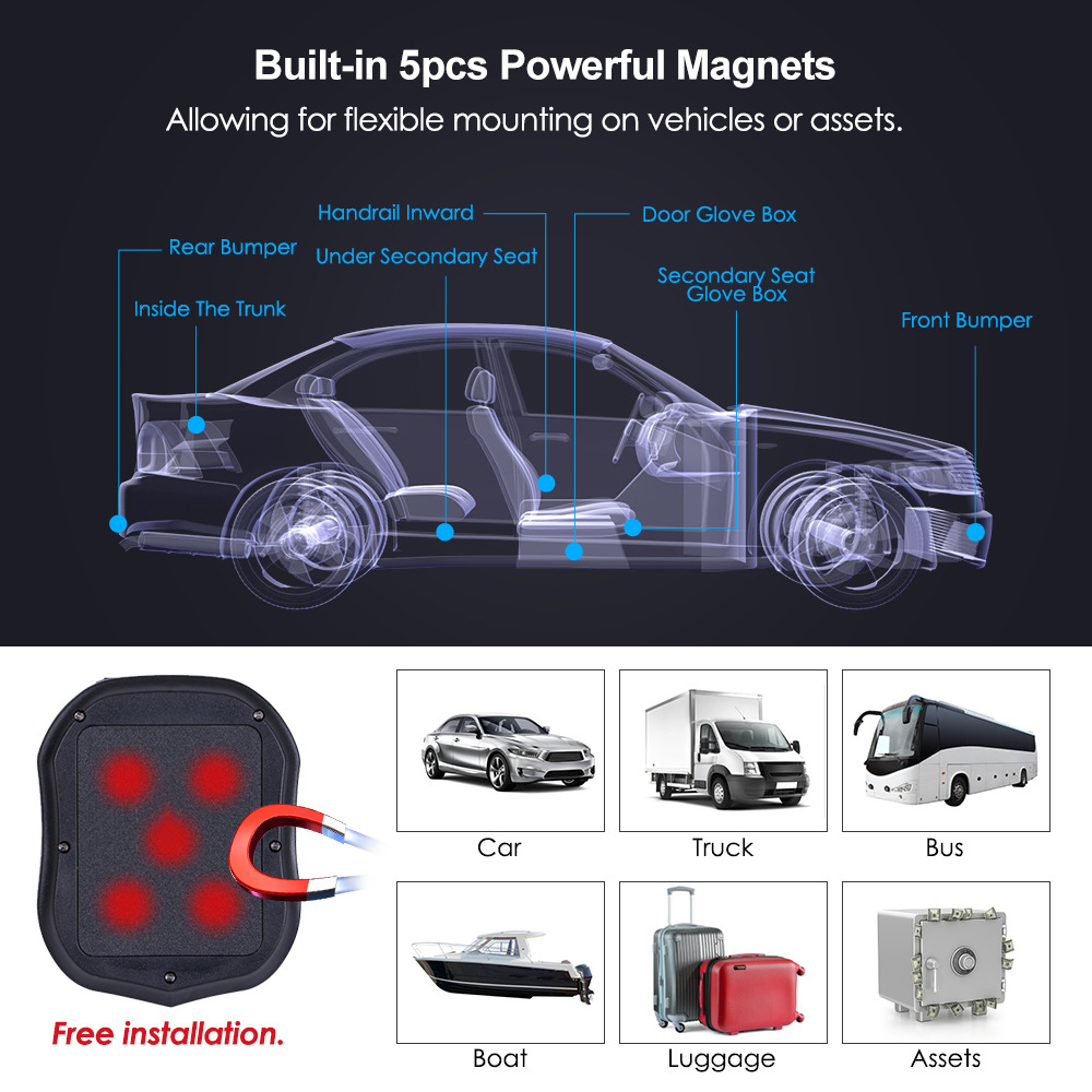 Tk905B 10,000 Mah Large Battery Positioning Tracker Strong Magnetic Waterproof Gps Free Platform Amazon Hot