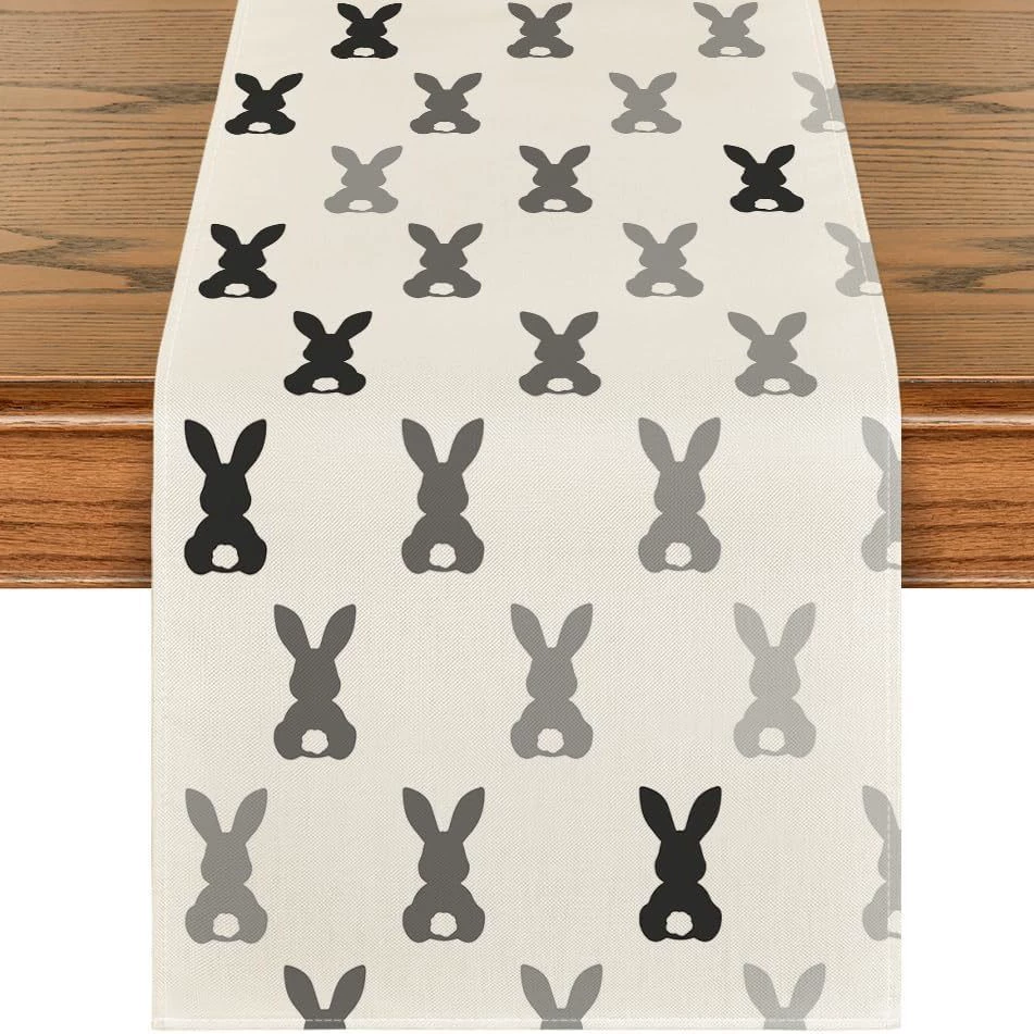 Amazon Best Selling Easter Bunny Egg Table Runner Restaurant Tabletop Holiday Party Home Decoration Table Runner