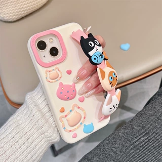 卡通腕带猫吃鱼适用iphone17防摔全包苹果16promax立体硅胶手机壳