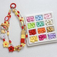 亚克力卡通烤漆胶囊药丸直孔串珠diy手工手机链钥匙扣材料饰品配