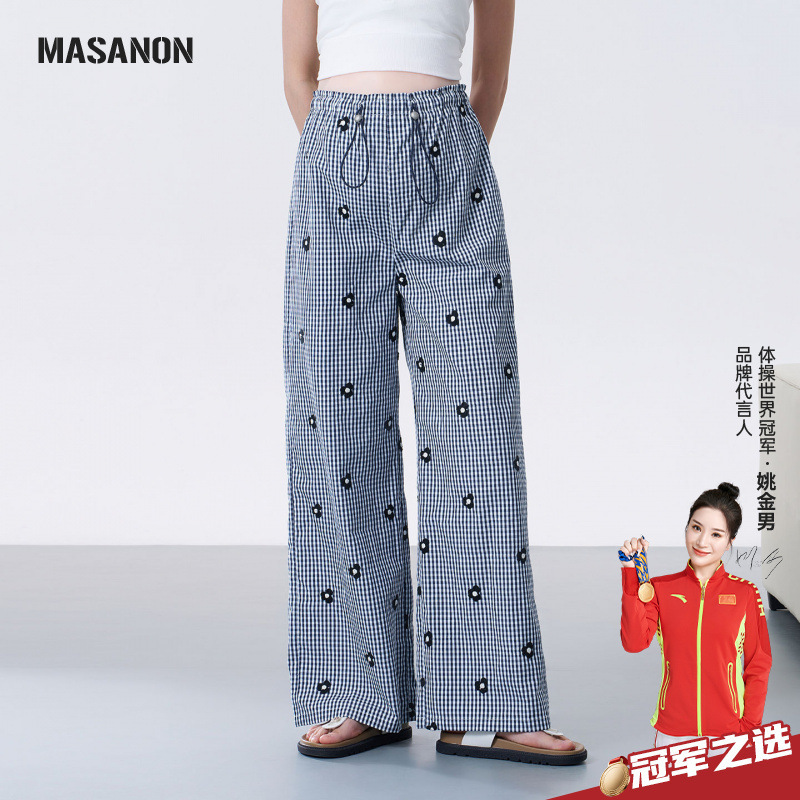 Maternity Pants Summer Thin Plaid Embroidered Wide-Leg Pants Without Belly Support Pregnancy Long Pants 2026 New Summer Style for Outerwear Maternity Pants Summer Thin Plaid Embroidered Wide-Leg Pants Without Belly Support Pregnancy Long Pants 2026 New Summer Style for Outerwear