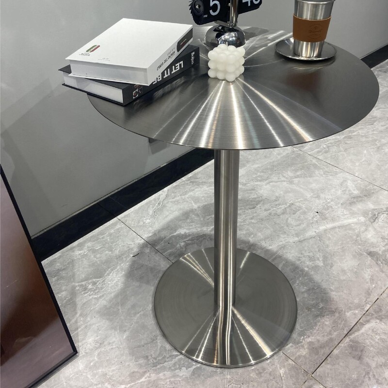Solid Commercial Stainless Steel Table, Industrial Style Coffee Table, Tea Table, Negotiation Table, Minimalist Dining Table, Round Table for Milk Tea Shop