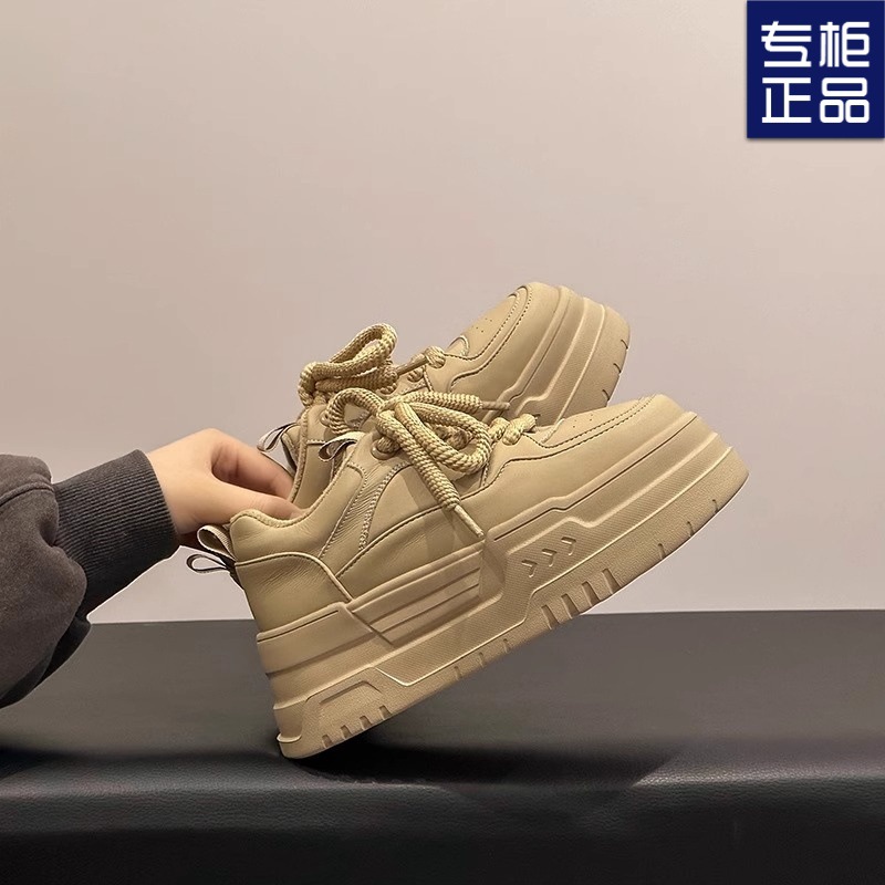 Factory Hot-Selling Height-Increasing 7cm High-End White Sneakers 2025 New Thick-Soled Versatile Campus Style Sneakers