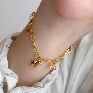 S925 Sterling Silver Unicorn Star Bracelet Women's Exquisite Fashion Easiest for Match Luxury Gold Paper Clip Chain Bracelet
