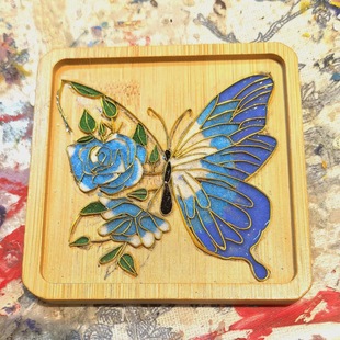 Intangible Cultural Heritage Cloisonné Enamel Painting Handmade DIY Full Set of Materials Gold Wire Sand Painting Boy and Girl Family Gift