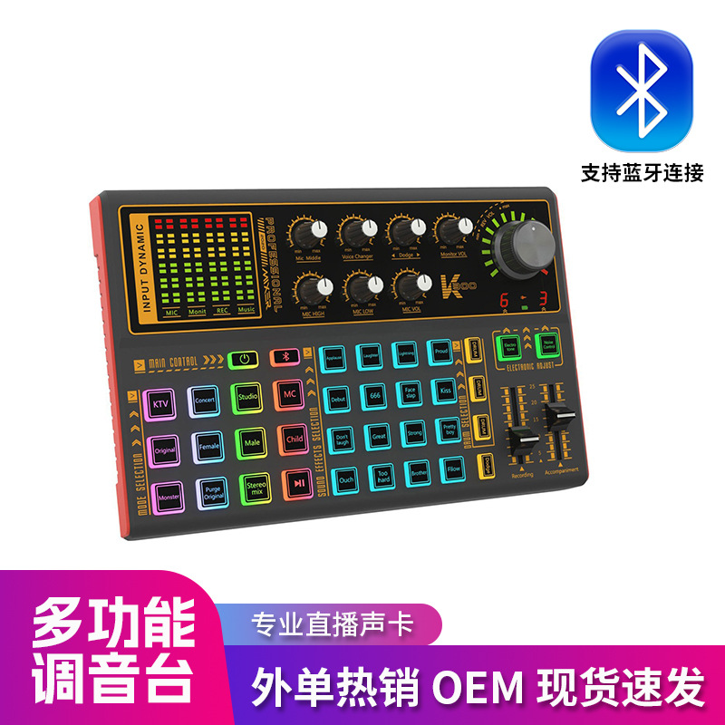 Sk300 Cross-Border English Version Mobile Phone and Computer Live Streaming Singing and Tuning Special Effects Sound Card Equipment Wholesale