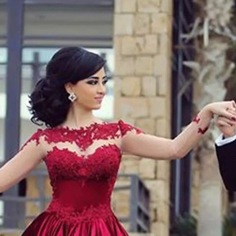 El Comercio exterior europeo y americano Amazon AliExpress deseo vino rojo cuello redondo encaje corto vestido de noche vestido de novia