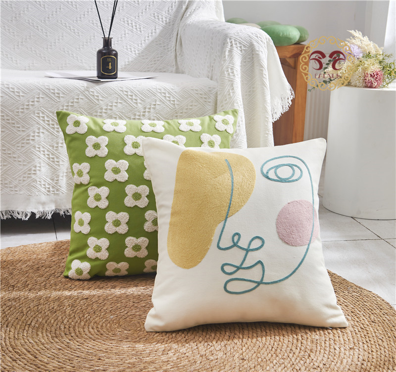 Casual Pastoral Flower Canvas Throw Pillow display picture 4