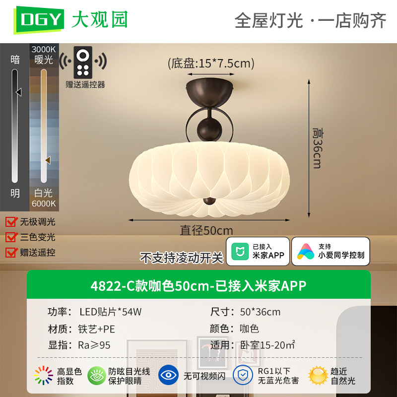 Lámpara de techo para dormitorio Grand View Garden, lámpara de dormitorio principal de estilo vintage con protección para los ojos, nueva lámpara creativa de estilo chino para sala de estudio, iluminación Zhongshan 274L.