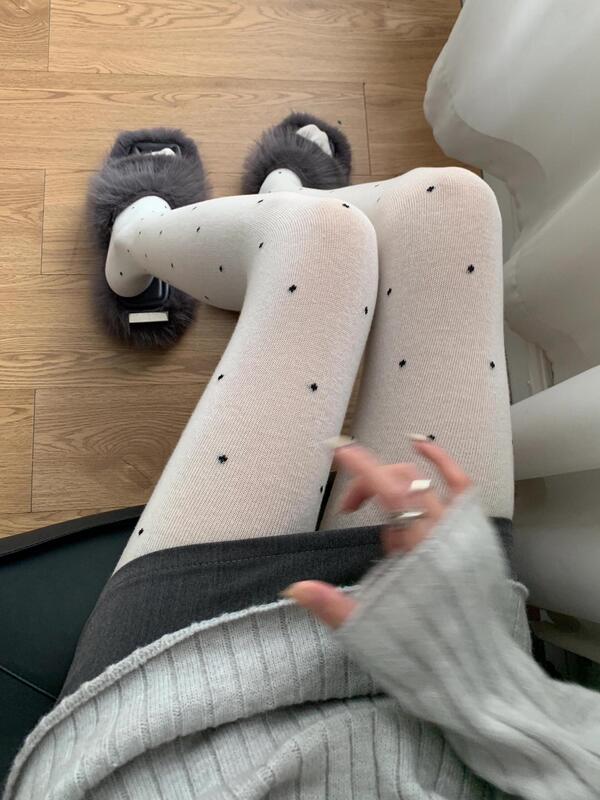 春秋冬季微透肉波点打底裤灰色百搭修身可外穿连裤袜不掉裆配长靴|undefined