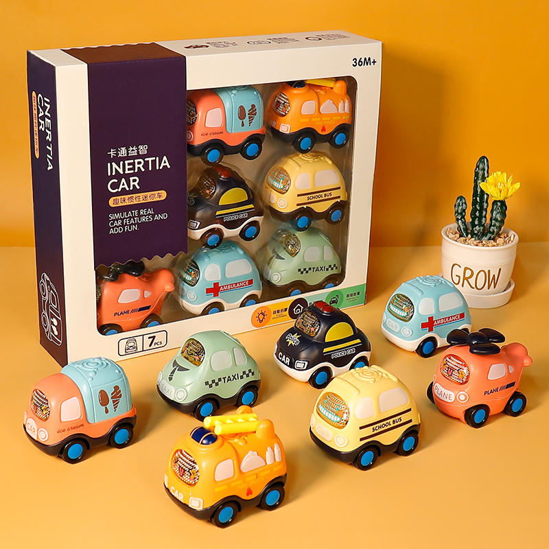 Children's Car Toy Set Inertia Car Non-Return Boy Baby Model Resistant to Fall 1 Year Old 2 Girl Baby
