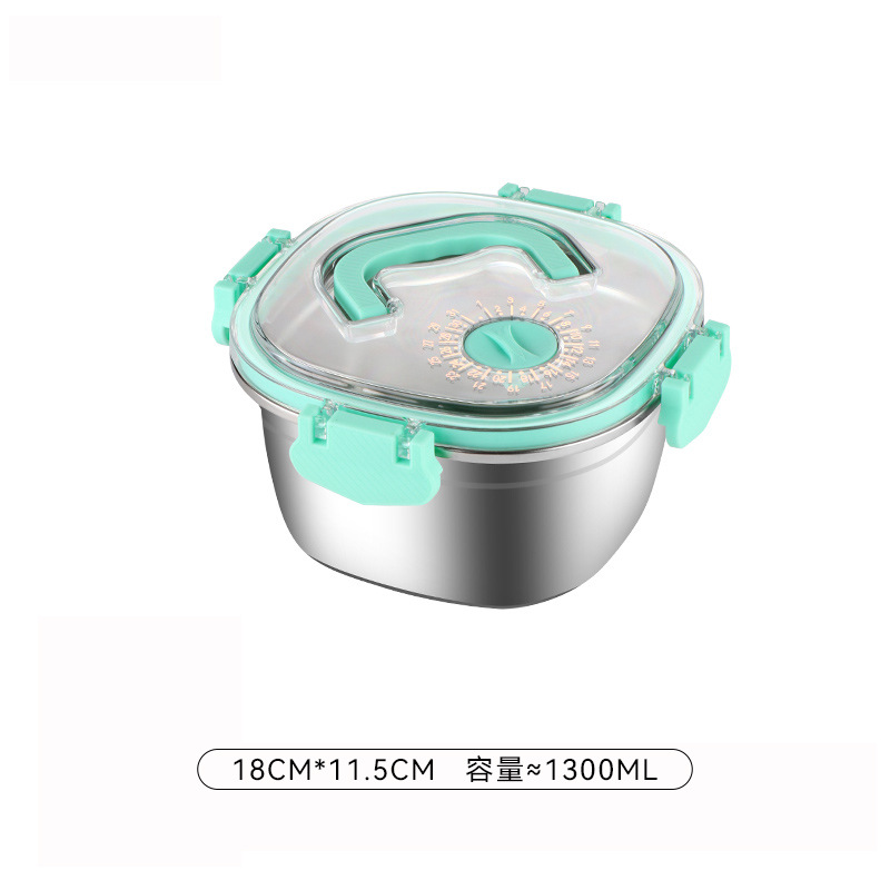 Caja de conservación fresca de acero inoxidable 304 con tapa, lonchera portátil para estudiantes de oficina de gran capacidad, caja de almacenamiento sellada para el hogar