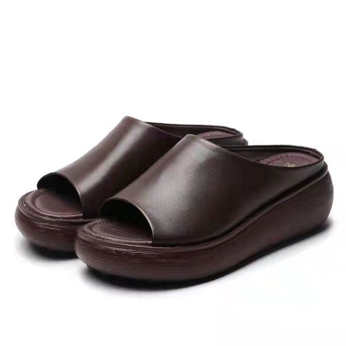 Slippers for women summer  new ethnic style going out wedge heel fish mouth flip flops platform sandals thick bottom retro sandals