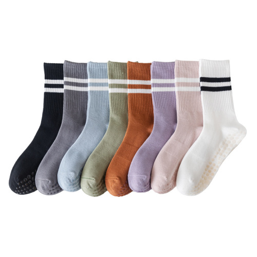 Yoga socks summer non-slip professional women's summer mid-length striped Pilates socks boneless sports fitness socks