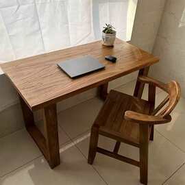 老榆木茶桌实木家用餐桌长条桌办公桌原木吧台桌飘窗桌复古书桌