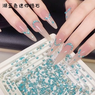 Lake Blue Sparkling Fine Zircon Mini Small Beveled Flat Bottom Diamond Nail Art Jewelry Marquise Water Drop Diamond Jewelry Wholesale