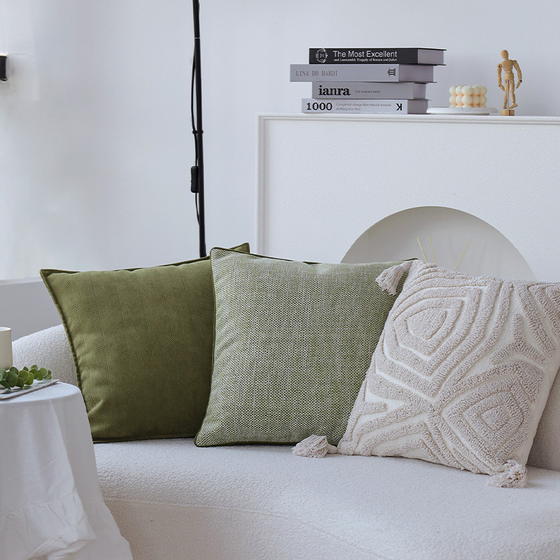 Almohada verde almohada sofá cojín modelo de ventana flotante decoración almohada trasera transfronteriza