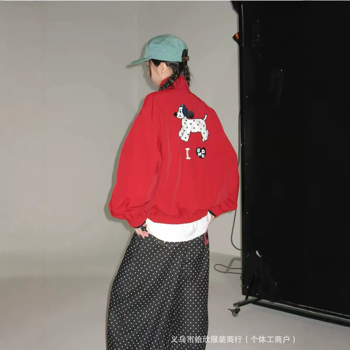 立领斑点小狗刺绣棒球服女2026春秋设计感复古小众长袖百搭短外套