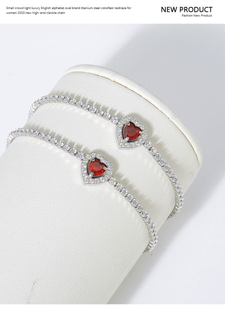 Heart Shape Pattern Simple Style Heart Shape Titanium Steel Zircon Bracelets In Bulk
