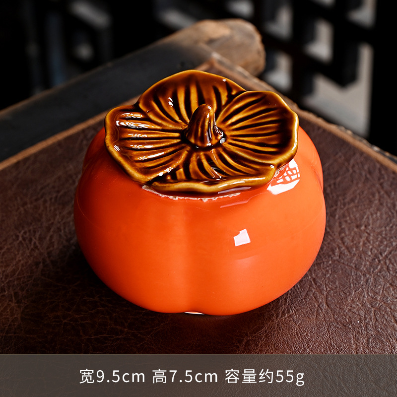クリエイティブ柿茶葉缶柿柿如意喜糖缶陶磁器シミュレーション柿缶ビジネスイベントプレゼント卸売り|undefined