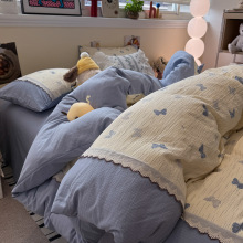 全棉花边款四件套ins韩版公主风被套法式纯棉床上三件套裸睡床品