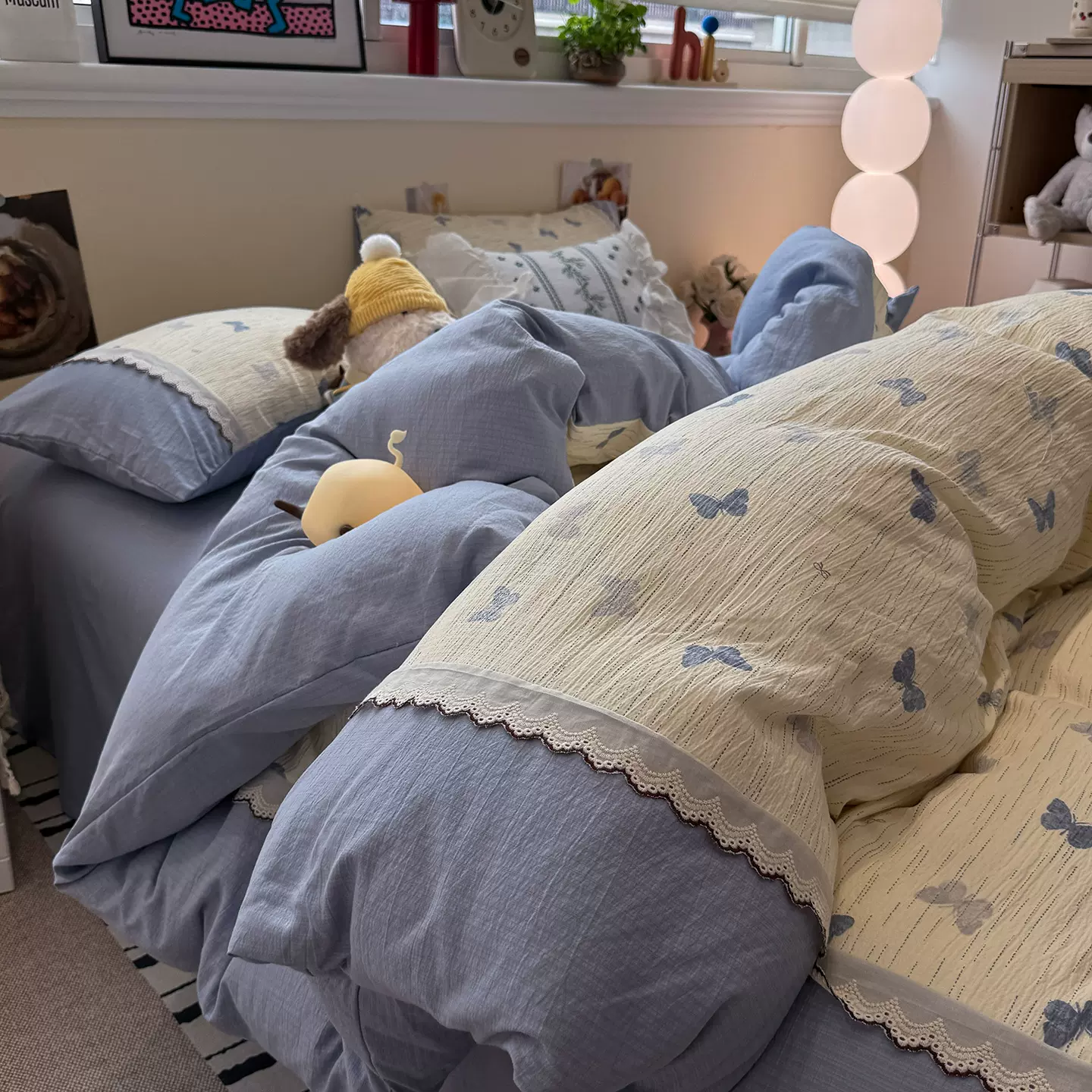 全棉花边款四件套ins韩版公主风被套法式纯棉床上三件套裸睡床品