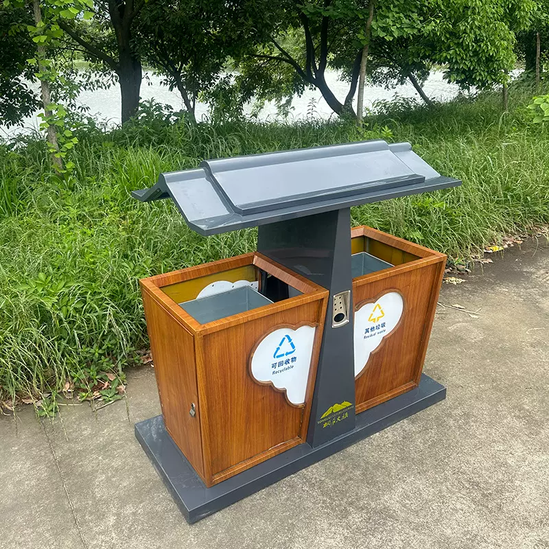 户外不锈钢垃圾桶果皮箱小区垃圾桶分类垃圾桶镀锌板双桶环卫批发