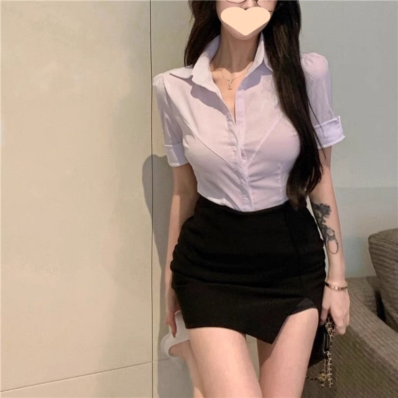 2025 New Sexy Hotel Front Desk Uniform Shirt Foot Massage Shop Foot Massage Work Clothes Professional Stewardess Work Clothes Skirt