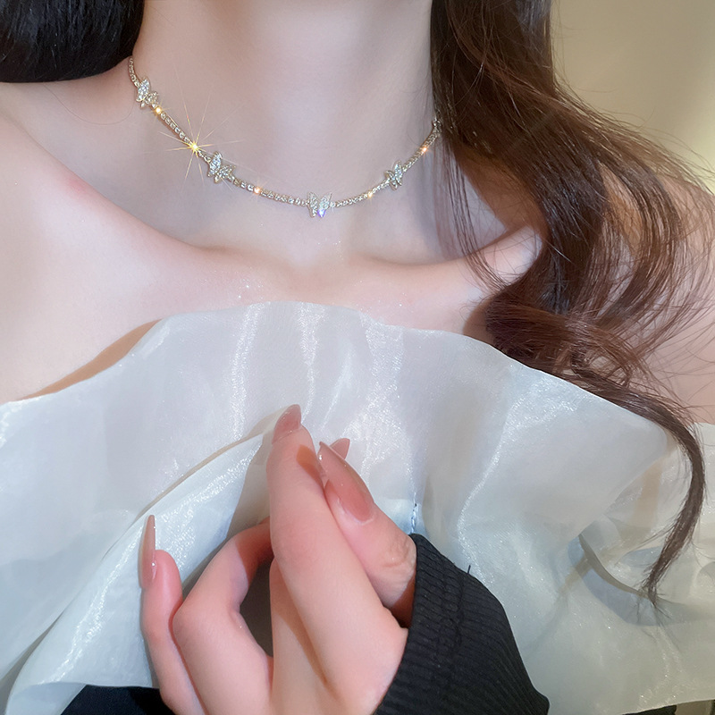 Necklace Classification Fairy Style Butterfly Zircon Alloy Choker Wholesale