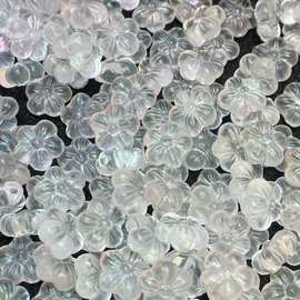 天然巴西晶白水干净透体胖嘟嘟立体雕刻五花瓣DIY配饰配件手串隔