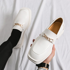 套腳一腳蹬新款男士方頭休閒小皮鞋韓版潮流髮型師拍結婚伴郎皮鞋