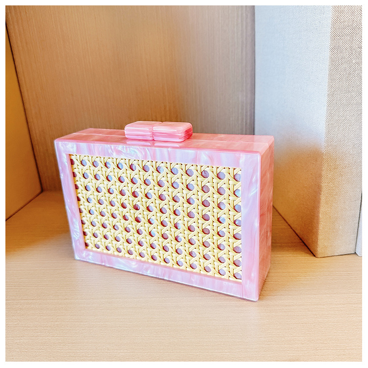 New fashionable green wicker acrylic bag for cross-border foreign trade women, evening bag, single-shoulder crossbody banquet clutch undefined