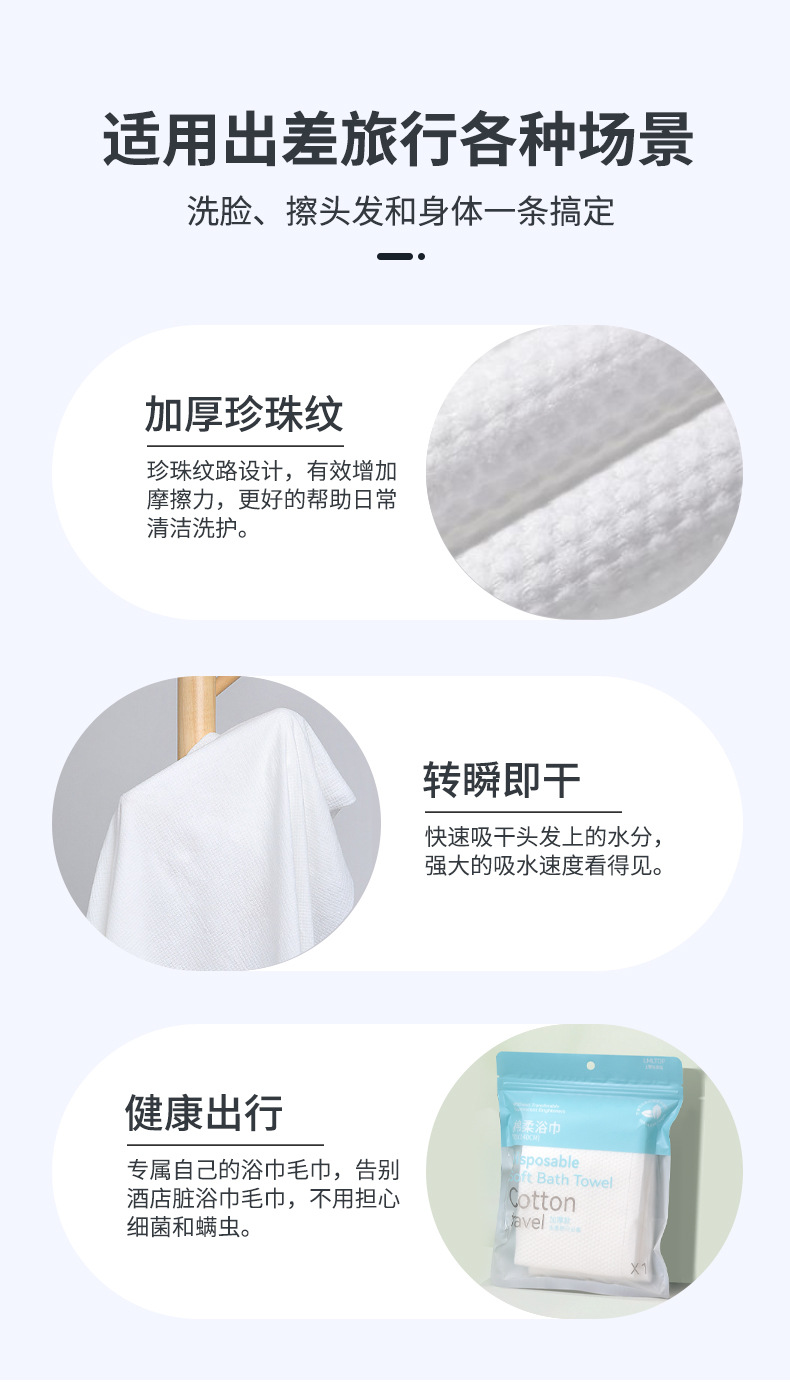 LMLTOP Enlarged and thickened pearl-patterned disposable bath towel, Travel portable independent packaging Bath towel SY422 undefined