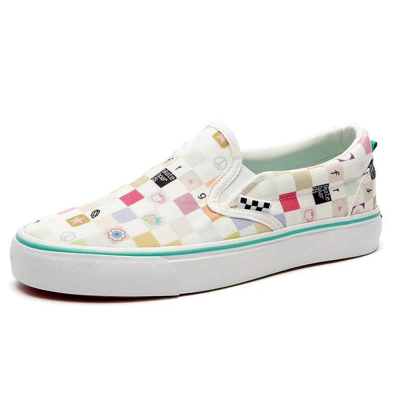 Летний набор Laz y slip-on канVAS обуви для женщин, клетчатый рисунок Марио, кроссовки в клетку