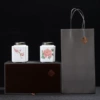 Ru kiln square jar-velvet gift box (peony + plum blossom)