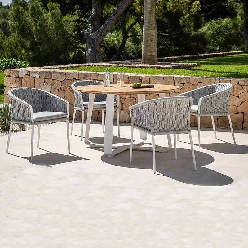 戶外組合餐桌椅藤椅柚木長桌圓桌防水陽台露台酒店售樓部庭院外擺