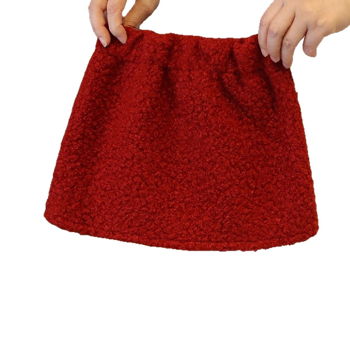Niñas 25 otoño y invierno engrosado estilo nacional en forma de una falda de busto de moda para mujeres tesoro de moda versátil anti-desvanecimiento falda corta roja de Año Nuevo