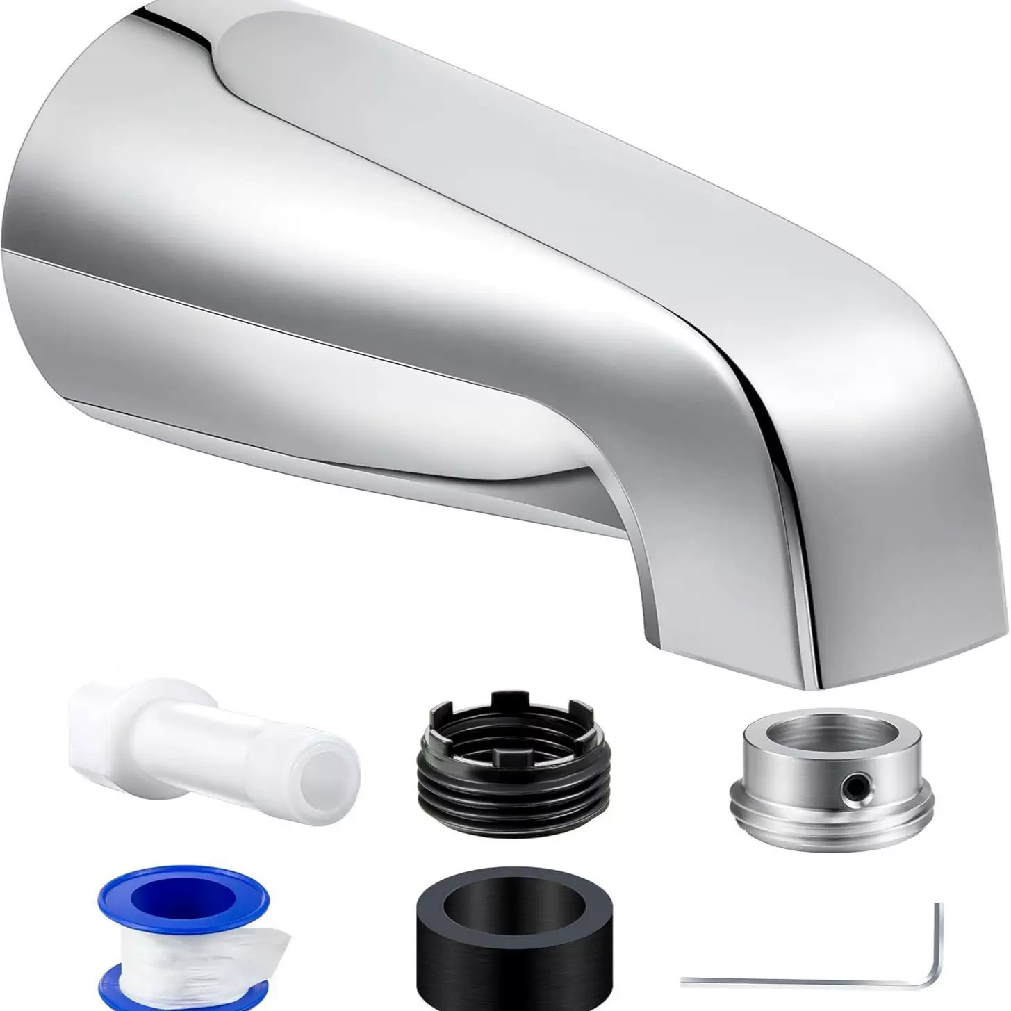 浴缸龙头五件套 无提拉式浴缸出水口出水嘴四功能浴缸水龙头瀑布