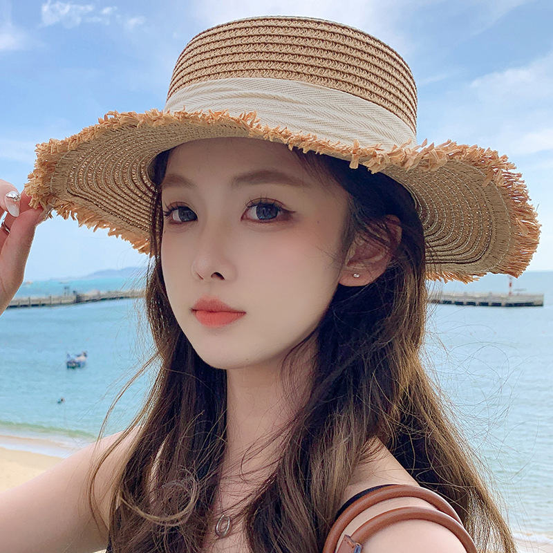 Women's Straw Beach Hat With Bow For Summer Holiday Style_voghion.com